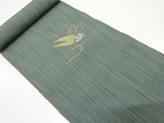 JAPANESE KIMONO / ANTIQUE BOLT FOR NAGOYA OBI / WOVEN SHO FLUTE PATTEN